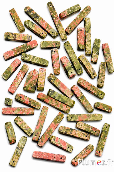 Unakit-Stabperlen - 12-24 x 5 mm - khaki-altrosa
